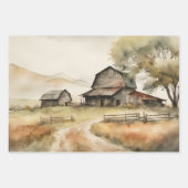 Bauernhaus Aquarell Geschenkpapier Set (Vorderseite)