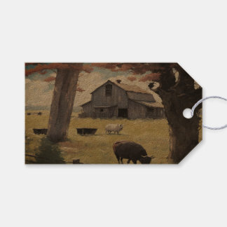Bauernhaus-Aquarell-Verpackungspapierbögen Geschenkanhänger