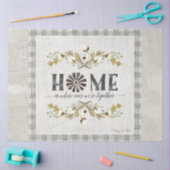 Bauernhaus Baumwolle Herbst Blätter Grau Karierte  Seidenpapier (Basteln)