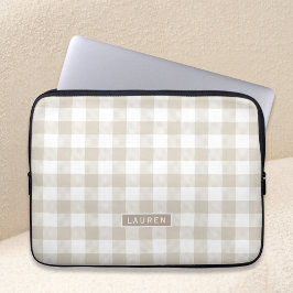 Bauernhaus Beige Buffalo Karo Mit Monogramm Laptopschutzhülle