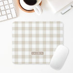 Bauernhaus Beige Buffalo Karo Personalisierter Nam Mousepad<br><div class="desc">Benutzerdefiniertes Mauspad mit beigem Büffel-kariert/Gingham/Karo-Muster mit personalisiertem Namen/Monogramm.</div>