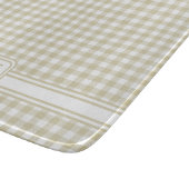 Bauernhaus Beige und White Gingham Kariert Monogra Schneidebrett (Ecke)