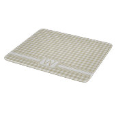 Bauernhaus Beige und White Gingham Kariert Monogra Schneidebrett (Ecke)