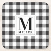 Bauernhaus Black Buffalo Karo Familienname Monogra Rechteckiger Pappuntersetzer (Vorderseite)