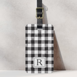 Bauernhaus Black Buffalo Karo Mit Monogramm Gepäckanhänger