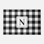 Bauernhaus Black Custom Monogram Buffalo Kariert Fußmatte (Vorderseite)