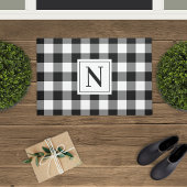Bauernhaus Black Custom Monogram Buffalo Kariert Fußmatte