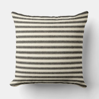 Bauernhaus Black Ticking Stripes Kissen