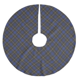 Bauernhaus blau schwarz gold diagonales Karomuster Polyester Weihnachtsbaumdecke