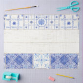 Bauernhaus Blaues weiß gestrichenes Holz Decoupage Seidenpapier (Basteln)