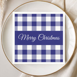 Bauernhaus Blue Karos Frohe Weihnachten Serviette