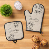 Bauernhaus Blumengewächse Jahrgang Ofenhandschuh & Topflappen-Set (Oben Unten)