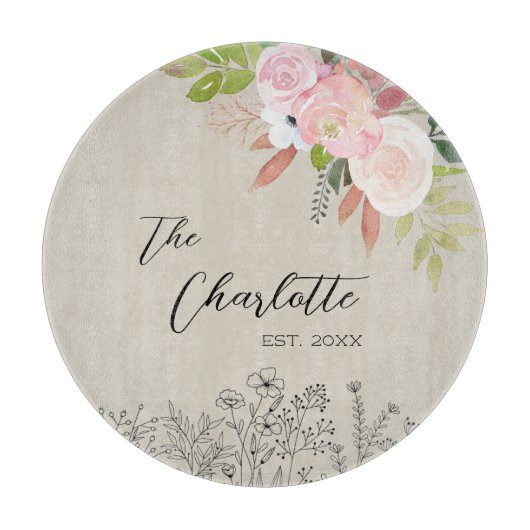 Bauernhaus Blumengewächse Jahrgang Schneidebrett (Vorderseite)