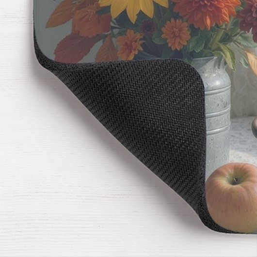 Bauernhaus Blumenstrauß und Herbstapfel Mousepad (Ecke)