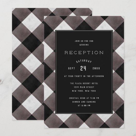 Bauernhaus Buffalo Karierter Karo Hochzeitsempfang Einladung (Vorne/Hinten)