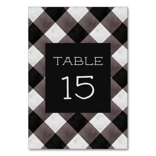 Bauernhaus Buffalo Karierter Karo Rustikale Hochze Tischnummer (Rückseite)
