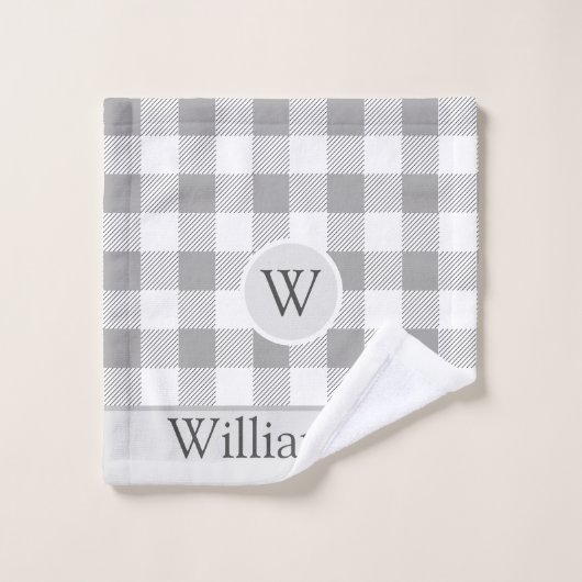 Bauernhaus Buffalo Karo| Monogramm Badhandtuch Set (Waschlappen)