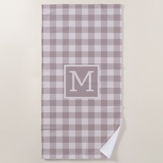 Bauernhaus Büffelkariert Beige Monogramm Strandtuch (Vorderseite)