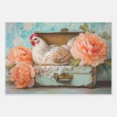 Bauernhaus Chic Chicken & Peony Decoupage Geschenkpapier Set (Vorderseite)