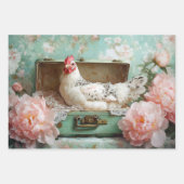 Bauernhaus Chic Chicken & Peony Decoupage Geschenkpapier Set (Vorderseite 3)