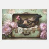 Bauernhaus Chic Chicken & Peony Decoupage Geschenkpapier Set (Vorderseite 2)