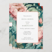 Bauernhaus Chic Pink Green Brautparty w/QR Code Einladung (Vorne/Hinten)