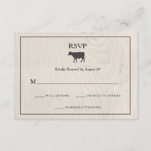 Bauernhaus Chic   Weißes Holz mit Kuhhochzeit RSVP Karte