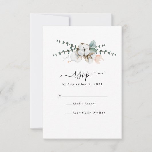 Bauernhaus Cotton Eucalyptus Wedding RSVP Karte (Vorderseite)