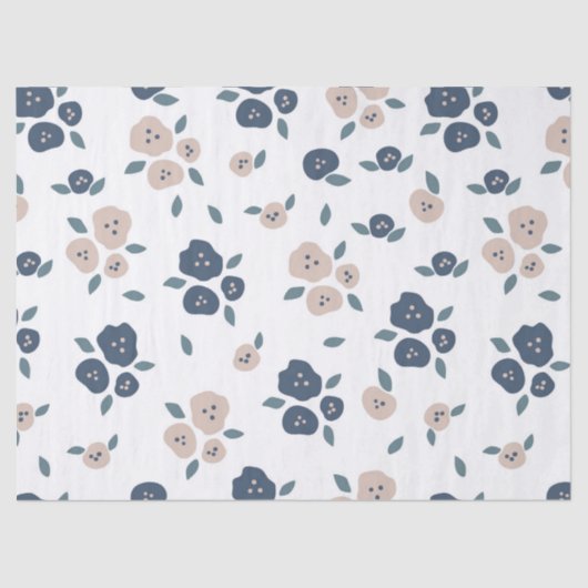 Bauernhaus Country floral Blue Tan Rustikal Seidenpapier (Vorderseite)