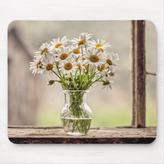 Bauernhaus Daisy Bouquet im Fenster Mousepad (Vorne)