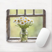 Bauernhaus Daisy Bouquet im Fenster Mousepad (Mit Mouse)