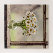 Bauernhaus Daisy Bouquet im Fenster Puzzle (Horizontal)