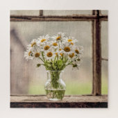 Bauernhaus Daisy Bouquet im Fenster Puzzle (Vertikal)