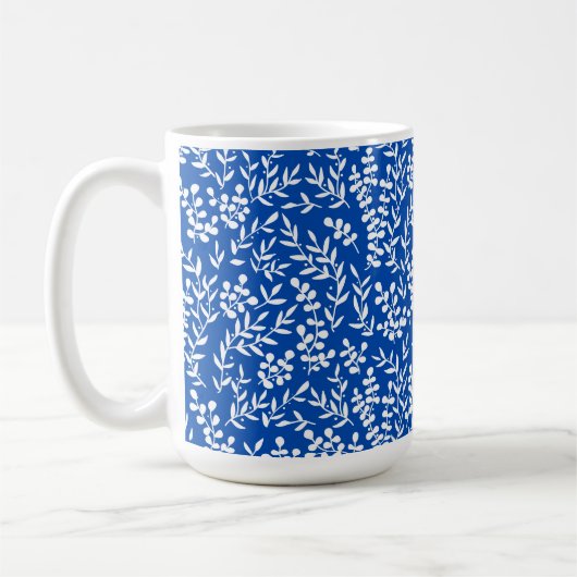 Bauernhaus einfaches Blumenmuster in blau Kaffeetasse (Links)
