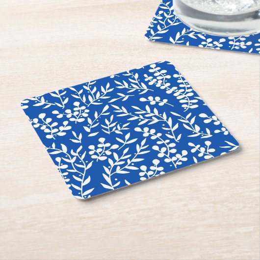 Bauernhaus einfaches Blumenmuster in blau Rechteckiger Pappuntersetzer (angewinkelt)