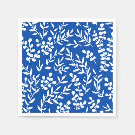 Bauernhaus einfaches Blumenmuster in blau Serviette