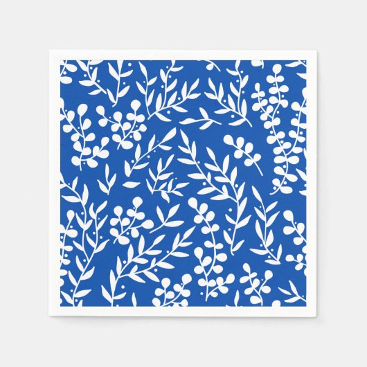 Bauernhaus einfaches Blumenmuster in blau Serviette (Vorderseite)