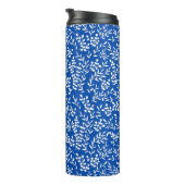 Bauernhaus einfaches Blumenmuster in blau Thermosbecher (Nach rechts gedreht)