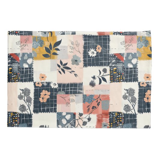 Bauernhaus Elegance Whimsical Floral Patchwork Sha Kissenbezug (Rückseite-Links)
