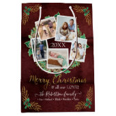 Bauernhaus Familie Foto Frohe Weihnachtskranz Holz Mittlere Geschenktüte (Vorderseite)