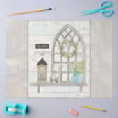 Bauernhaus Fenster Blume Bouquet Holz Decoupage Seidenpapier (Basteln)