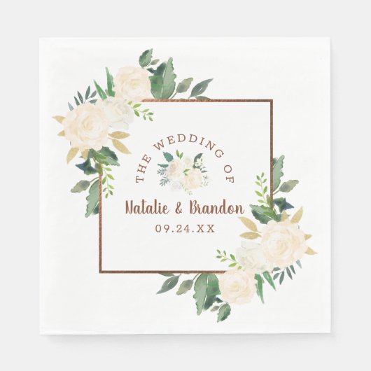 Bauernhaus Fresh Rustic Country Wedding Monogram Serviette (Vorderseite)