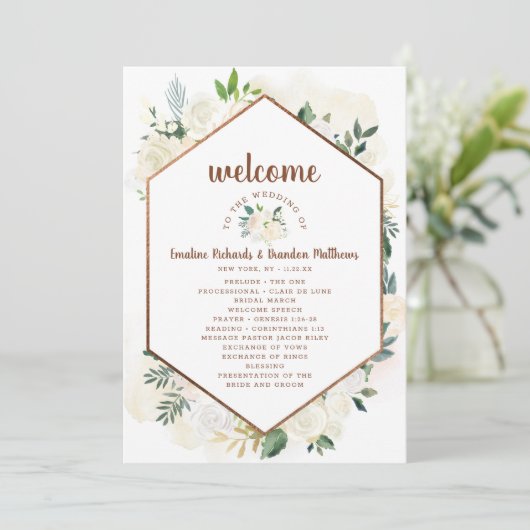 Bauernhaus Fresh Rustic Country Wedding Zeremonie Programm (Stehend Vorderseite)