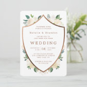 Bauernhaus Fresh Rustic Fall Wappen Gerahmte Hochz Einladung (Stehend Vorderseite)