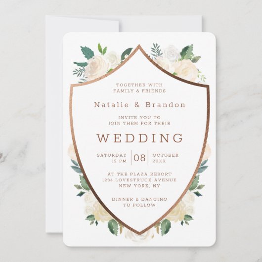 Bauernhaus Fresh Rustic Fall Wappen Gerahmte Hochz Einladung (Vorderseite)