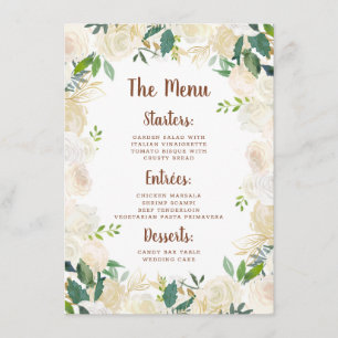 Bauernhaus Frische Rustikale Landflorale Abendesse Menükarte