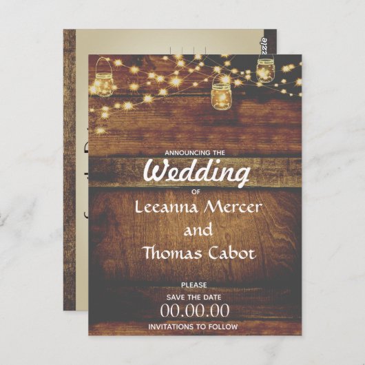 Bauernhaus Glam Save the Date Rustikale Postkarte (Vorne/Hinten)