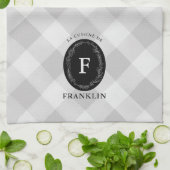 Bauernhaus Grau Buffalo Karo Personalisiert Famili Geschirrtuch (Gefaltet)