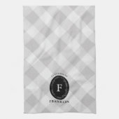 Bauernhaus Grau Buffalo Karo Personalisiert Famili Geschirrtuch (Vertikal)
