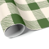 Bauernhaus grün von Weiß gezapftes Büffel kariert Geschenkpapier (Rolleneckpunkt)